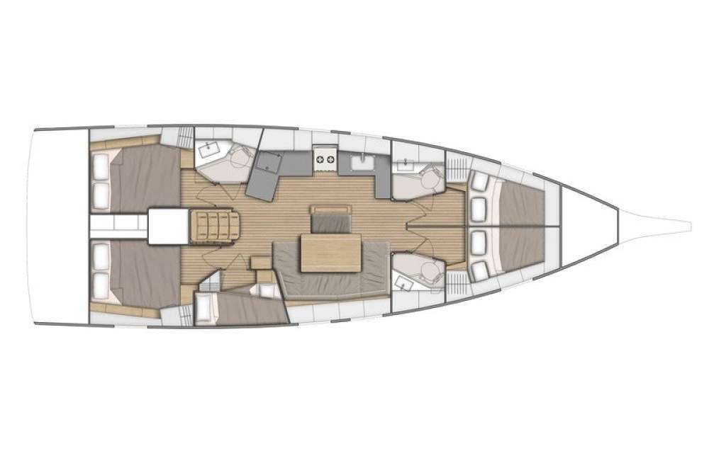 Layout of the boat Oceanis 46.1