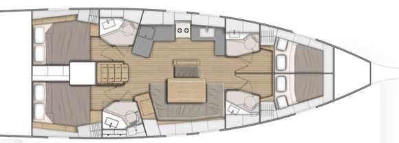 Layout of the boat Oceanis 46.1