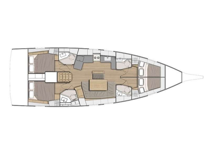 Layout of the boat Oceanis 46.1