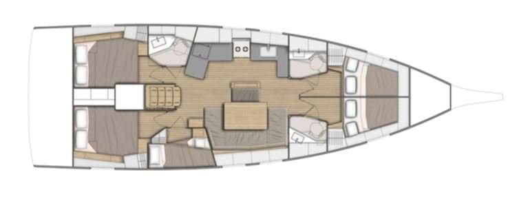 Layout of the boat Oceanis 46.1