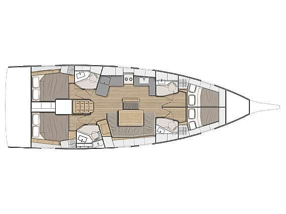 Layout of the boat Oceanis 46.1