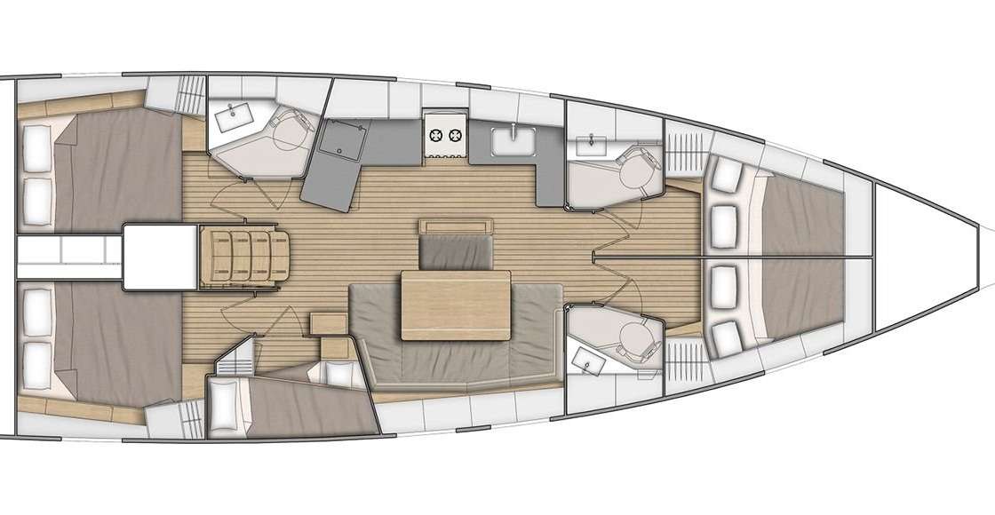 Layout of the boat Oceanis 46.1