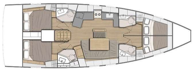 Layout of the boat Oceanis 46.1