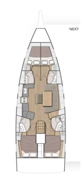 Layout of the boat Oceanis 46.1