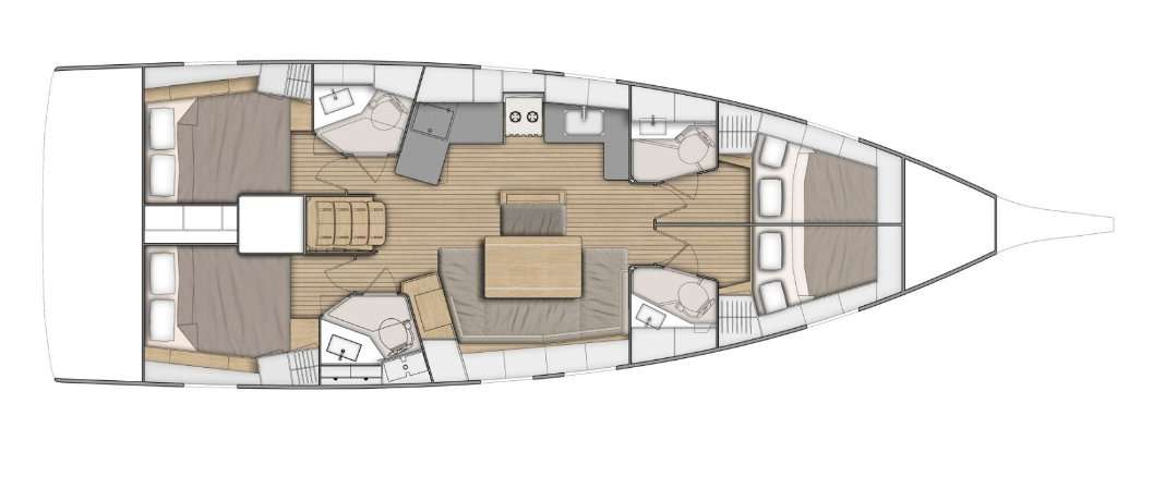 Layout of the boat Oceanis 46.1