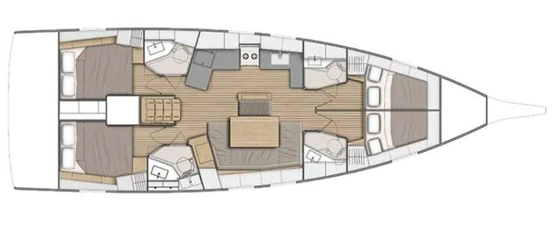 Layout of the boat Oceanis 46.1