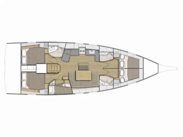 Layout of the boat Oceanis 46.1