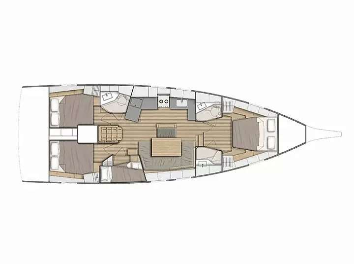 Layout of the boat Oceanis 46.1