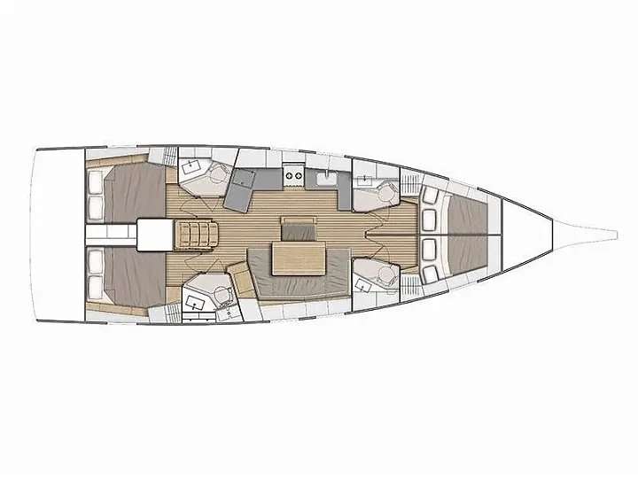 Layout of the boat Oceanis 46.1