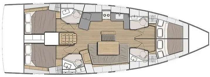 Layout of the boat Oceanis 46.1