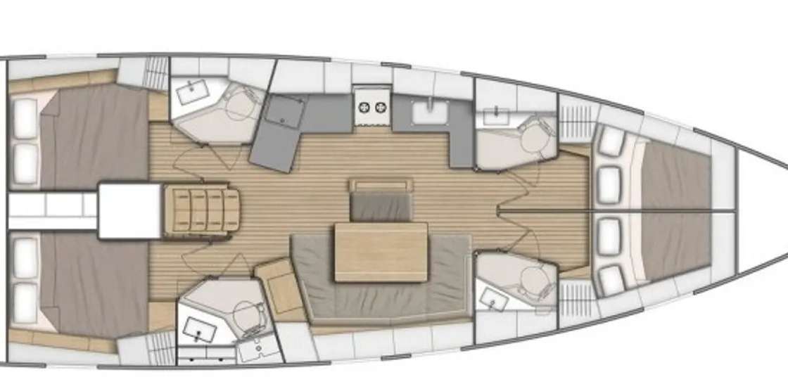 Layout of the boat Oceanis 46.1