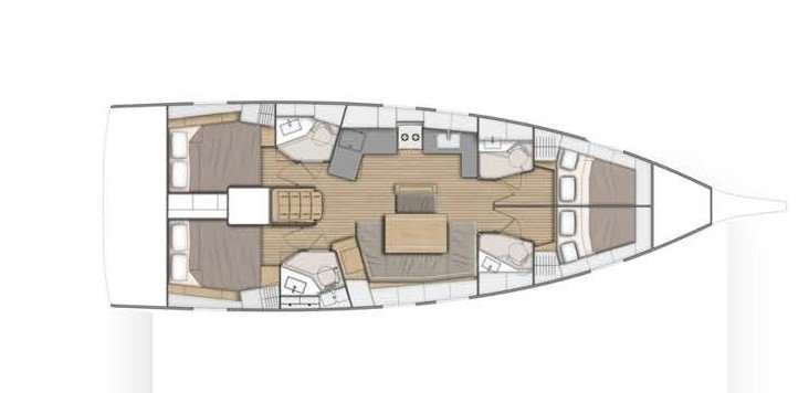 Layout of the boat Oceanis 46.1