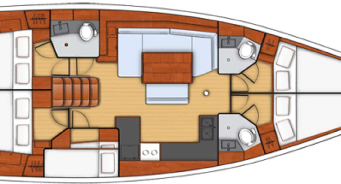 Layout of the boat Oceanis 48