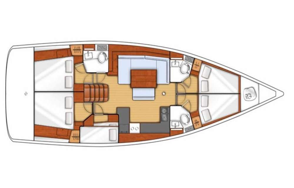 Layout of the boat Oceanis 48