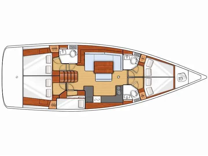 Layout of the boat Oceanis 48