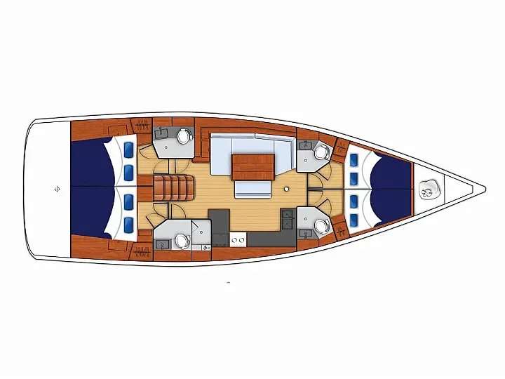 Layout of the boat Oceanis 48