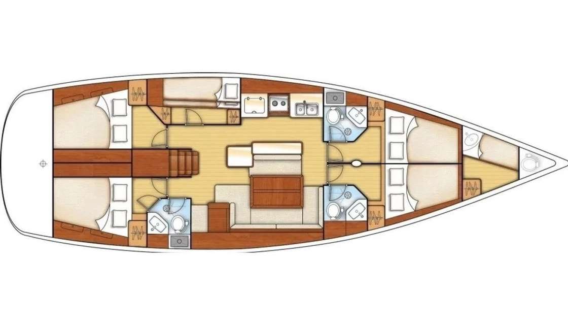 Layout of the boat Oceanis 50 Family