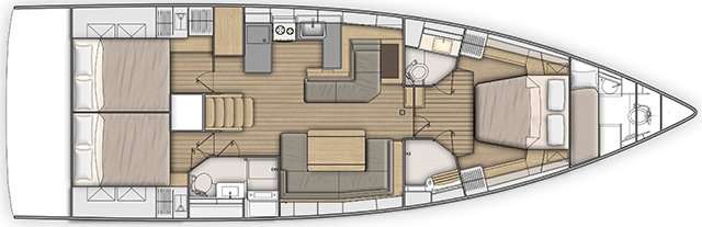 Layout of the boat Oceanis 51.1