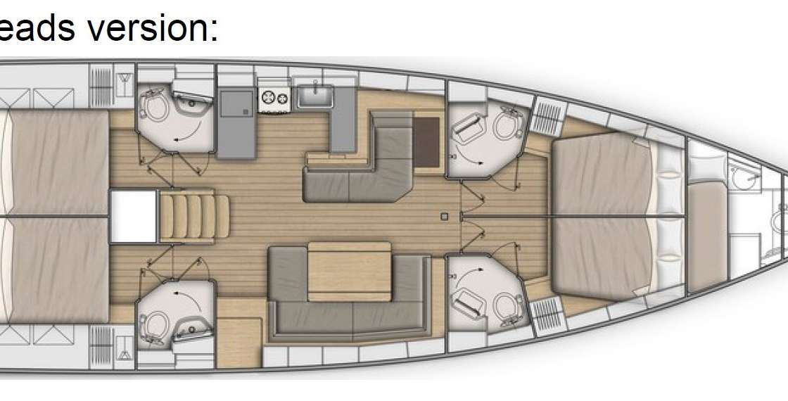 Layout of the boat Oceanis 51.1