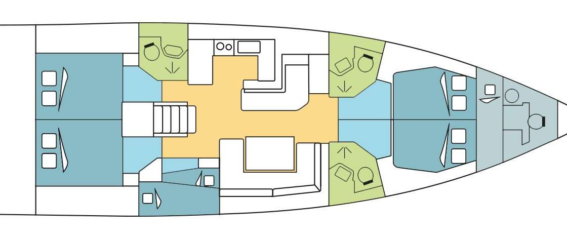 Distribución del barco Oceanis 51.1