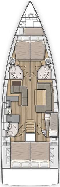 Layout of the boat Oceanis 51.1