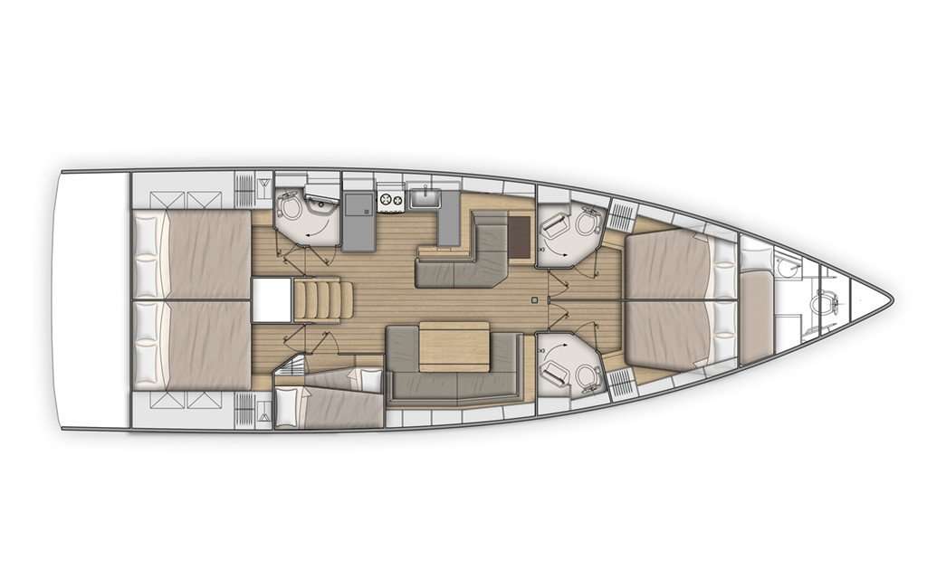 Layout of the boat Oceanis 51.1