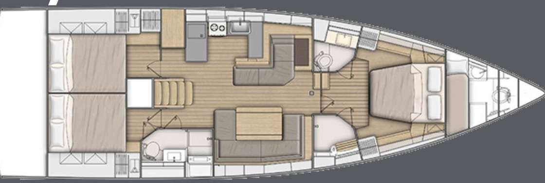 Layout of the boat Oceanis 51.1