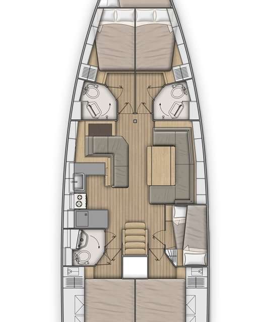 Layout of the boat Oceanis 51.1