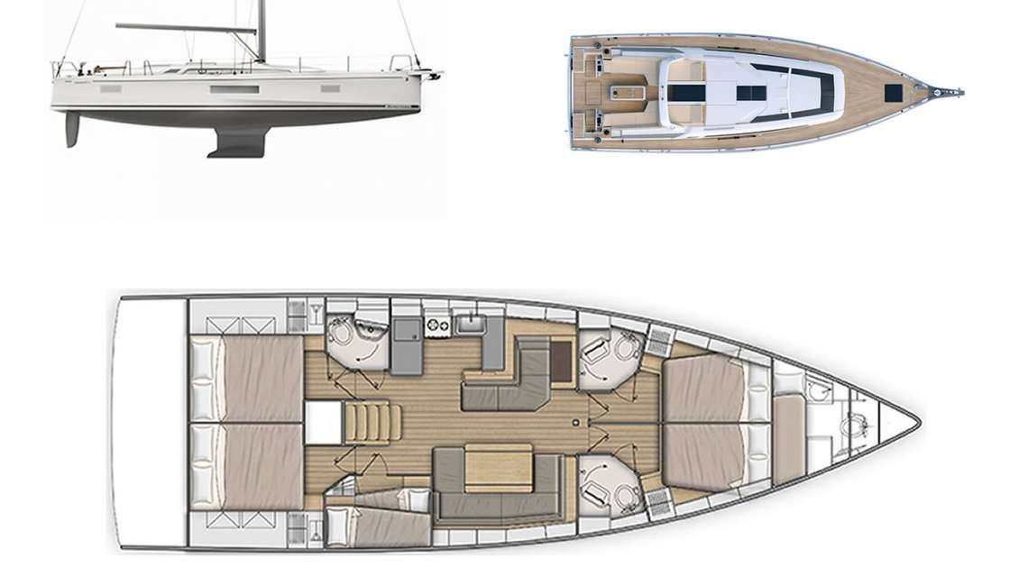 Layout of the boat Oceanis 51.1