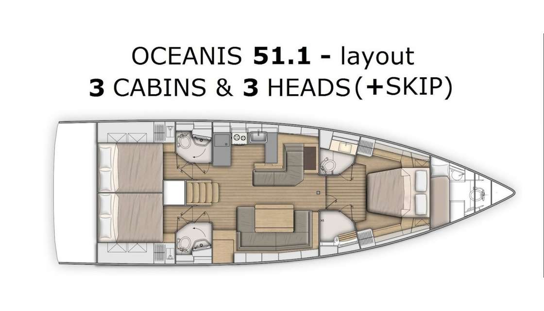 Distribución del barco Oceanis 51.1