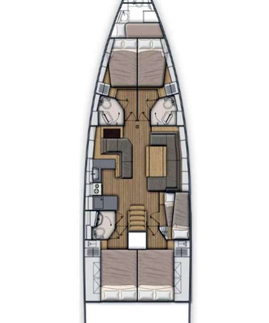 Distribución del barco Oceanis 51.1