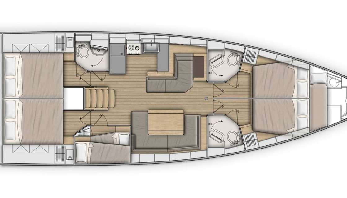 Layout of the boat Oceanis 51.1