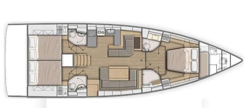 Distribución del barco Oceanis 51.1