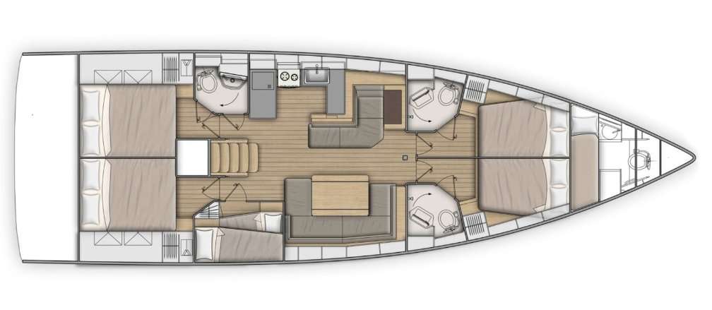 Distribución del barco Oceanis 51.1