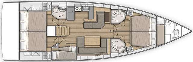 Layout of the boat Oceanis 51.1