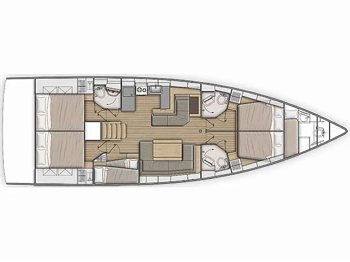 Layout of the boat Oceanis 51.1