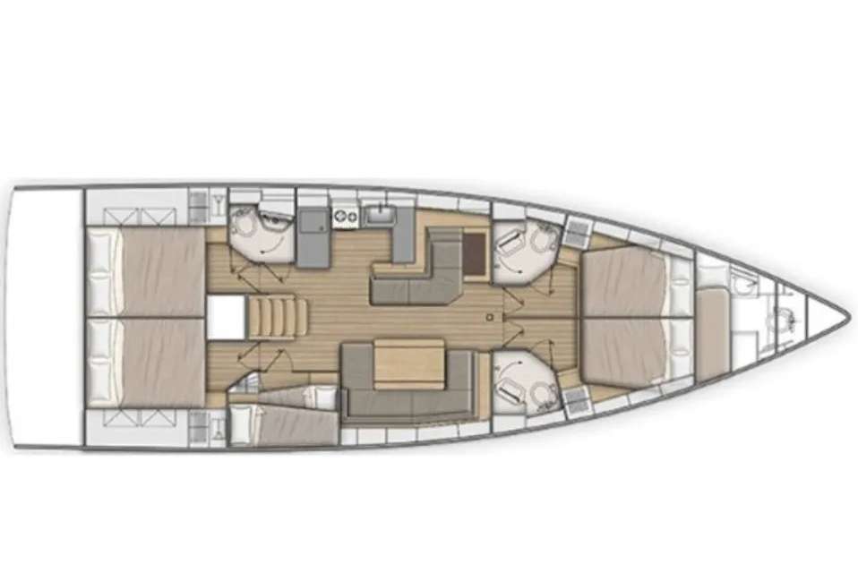 Layout of the boat Oceanis 51.1