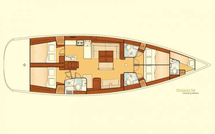 Distribución del barco Oceanis 54