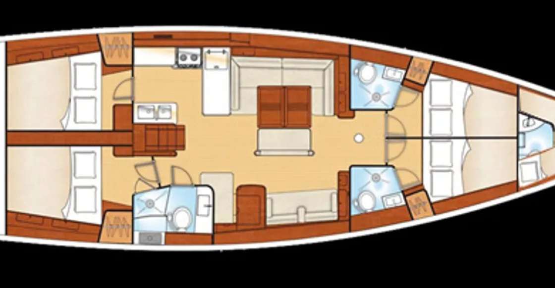 Distribución del barco Oceanis 54