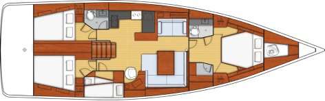 Layout of the boat Oceanis 55