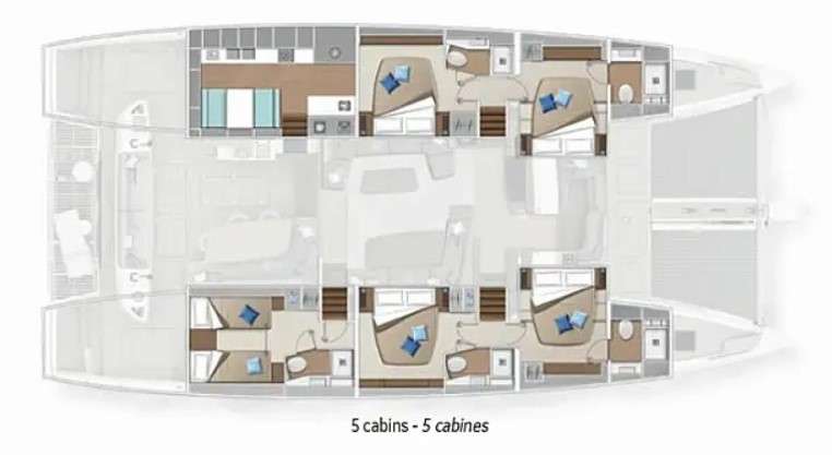 Layout of the boat Lagoon Sixty 5