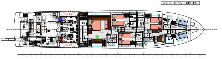 Layout of the boat Ocea Commuter 108