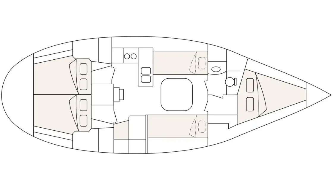 Distribución del barco Bavaria 36