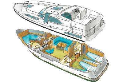 Distribución del barco Haines Rive 40