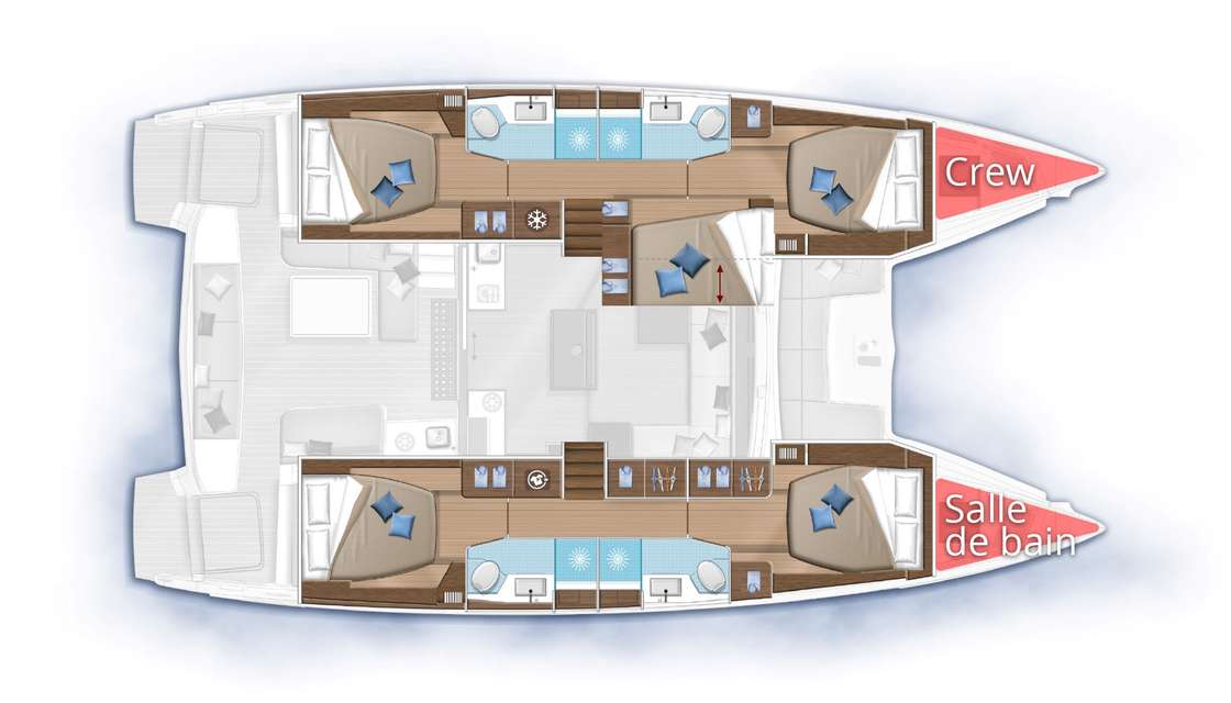 Layout of the boat Lagoon 50