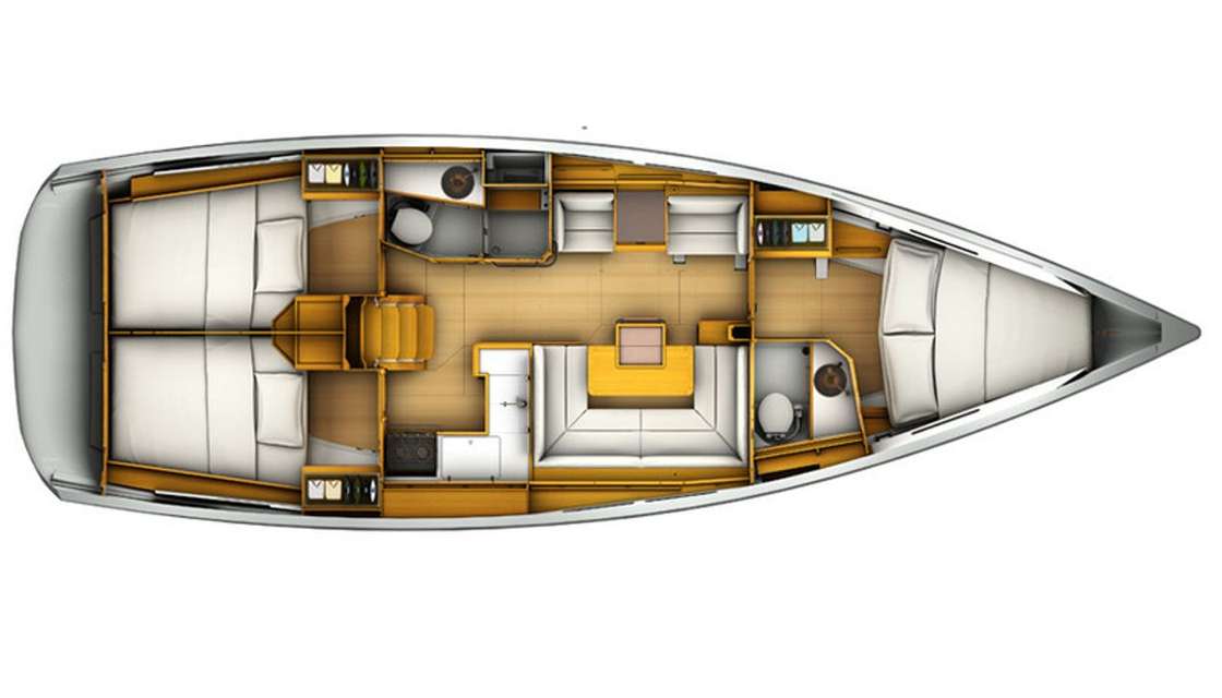 Layout of the boat Sun Odyssey 409