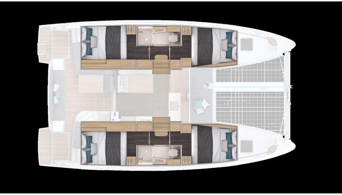Layout of the boat Lagoon 38