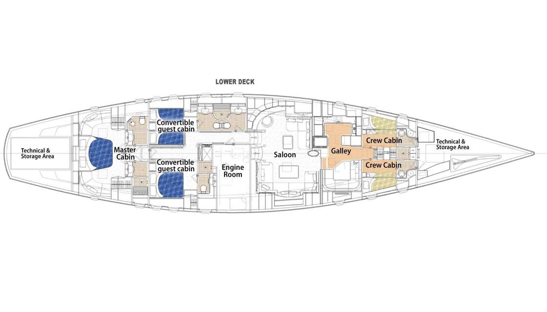 Distribución del barco Custom 105