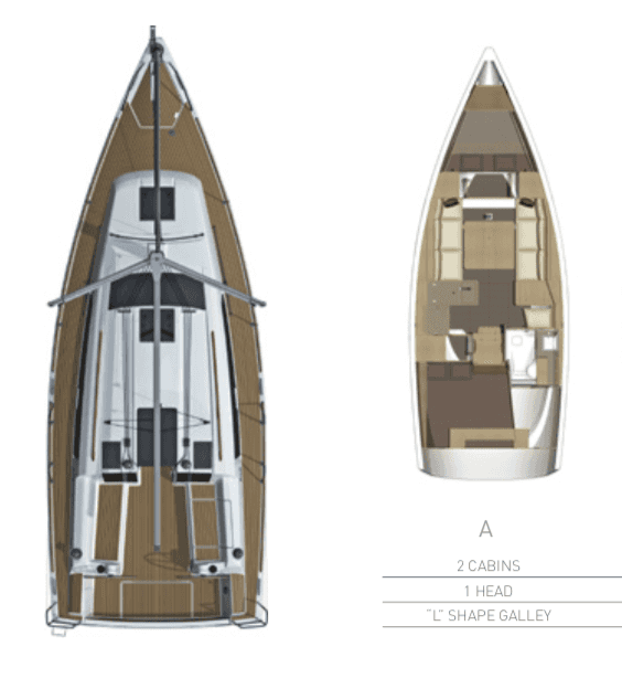 Distribución del barco Dufour 350 Grand Large