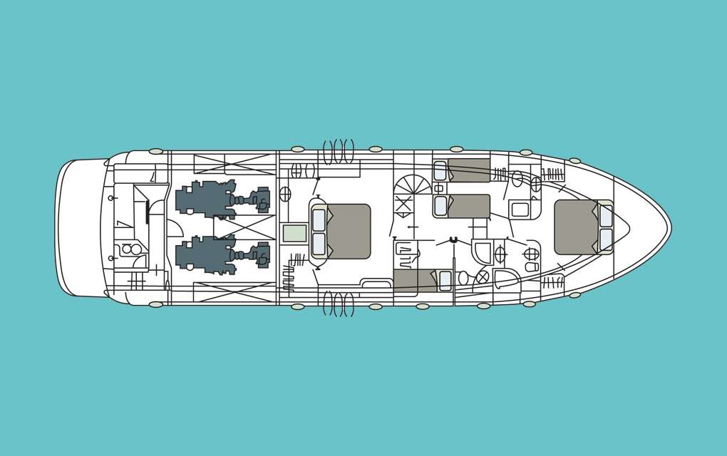 Distribución del barco Abacus 70 Fly